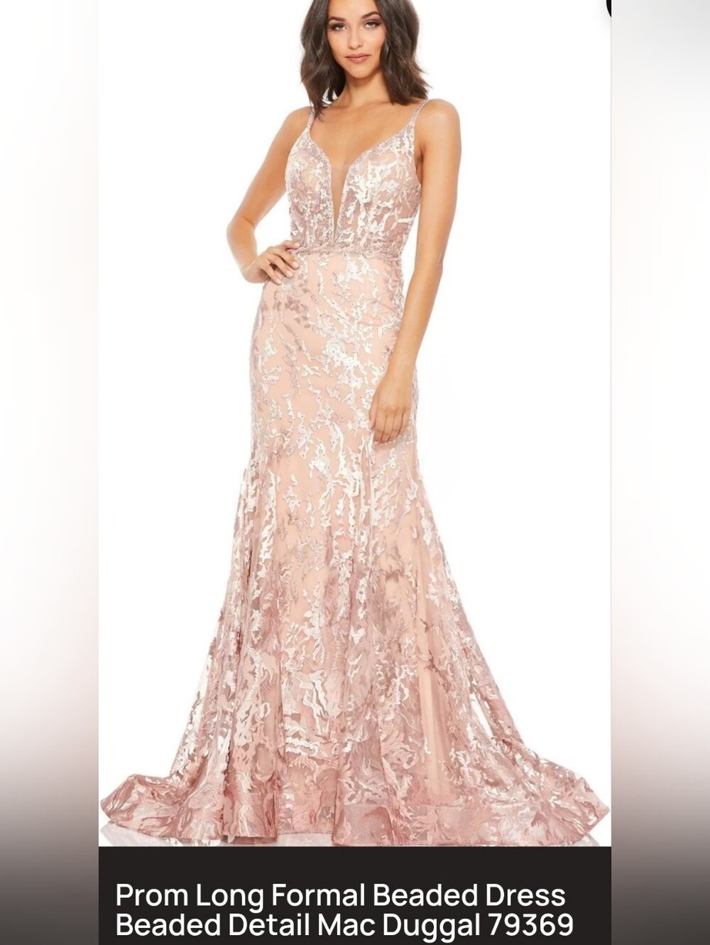 Mac Duggal Blush Pink Sequin Lace Mermaid Wedding Dress
